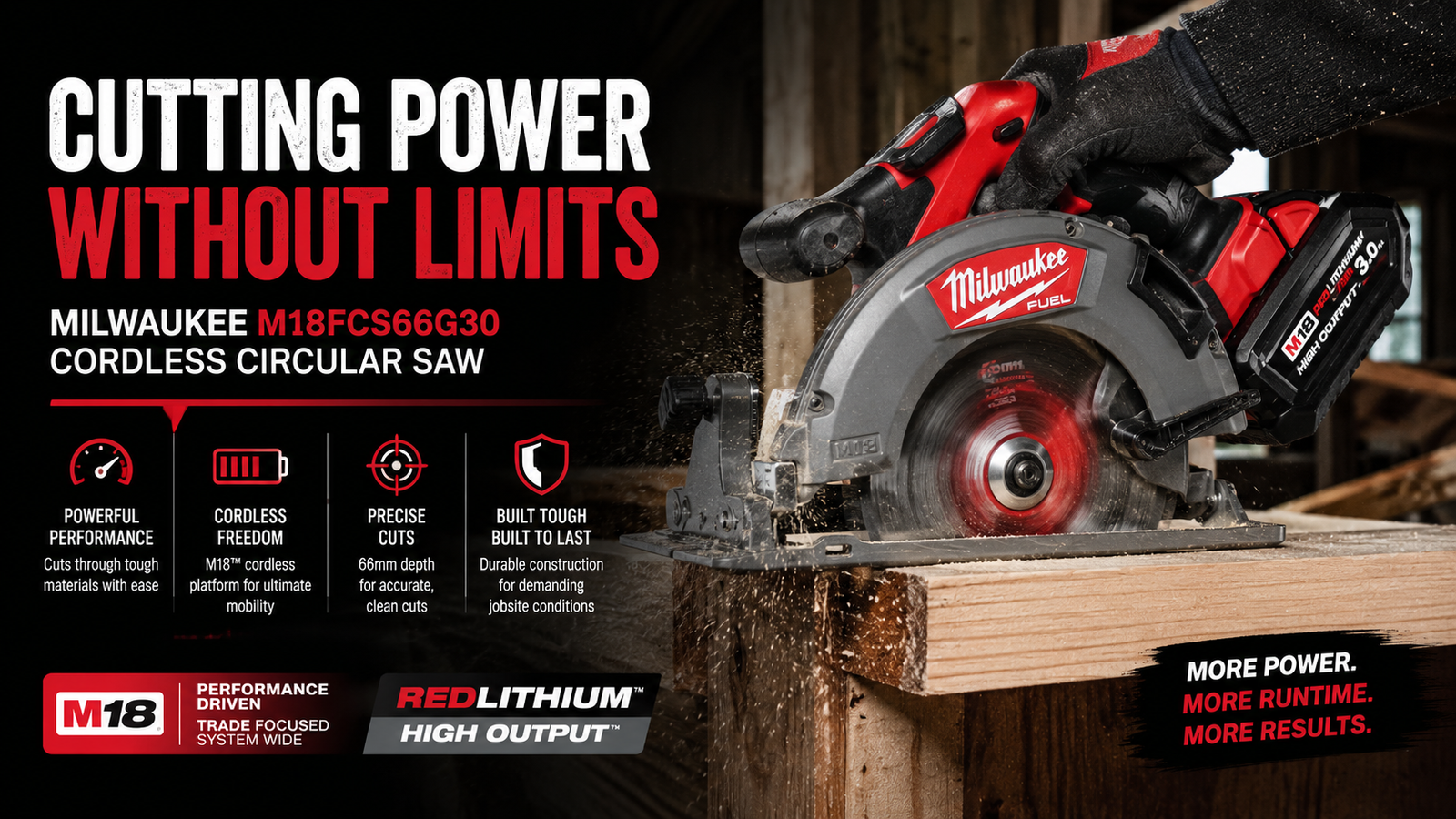 Cutting Power Without Limits – Milwaukee M18FCS66G30 Cordless Circular Saw